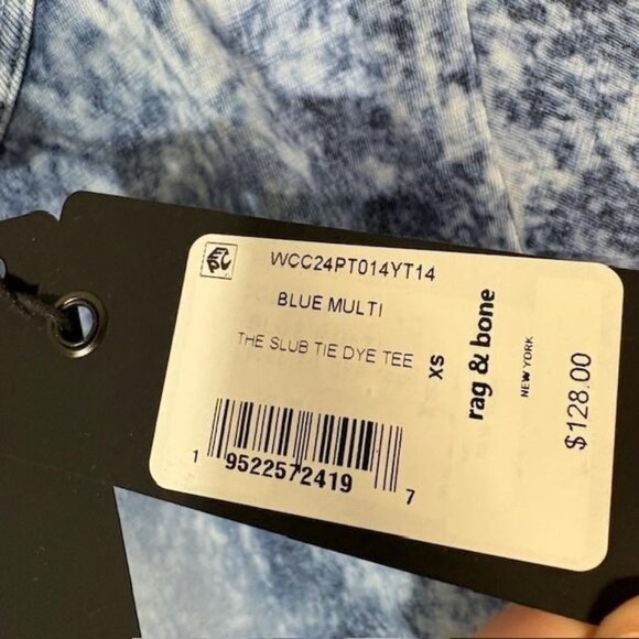 Rag & Bone Shirt Womens XS Blue Multi Slub Tie Dye Tee Pima Cotton NWT - Picture 4 of 9